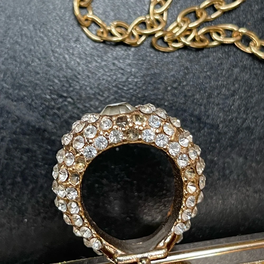 Gold Glitter Rectangle Clutch with Chain Strap